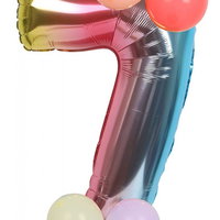 Balon aniversar PARTY GO, cifra 7, folie/latex, multicolor, 65 cm