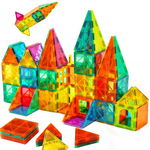 Set inteligent de constructie cu placi magnetice 3D, Magnetic Tiles, 60 piese