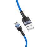 Cablu de date si incarcare Tellur, USB la Type-C LED, 1.2m, albastru