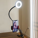 Suport selfie pentru telefon cu iluminare LED, prindere birou - cod 5040