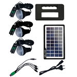 Kit solar portabil GD-8017, USB, 3 becuri, lanterna LED, cablu incarcator telefon multiple capete, Atmag