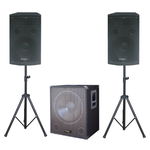 Kit sistem sonorizare subwoofer 15 inch+2 sateliti 12inch+2 stand boxa cube1512