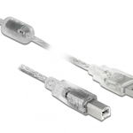 Cablu Delock, USB-A/USB-B, USB 2.0, 3m, Transparent, Delock