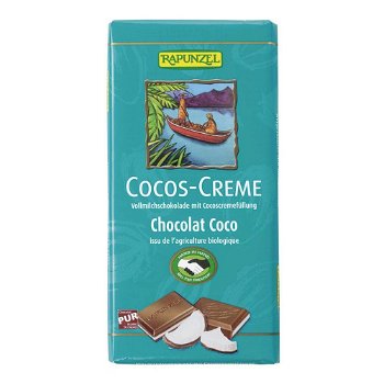 Ciocolata cu crema de cocos, bio, 100g, Rapunzel