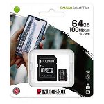 Card de memorie MicroSD Kingston Canvas Select Plus, 64GB, 100MB/s, cu adaptor, PNI