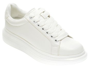 Pantofi sport albi, Retamoza100, din piele ecologica