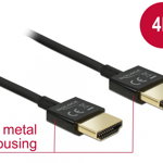 Cablu High Speed HDMI cu Ethernet T-T 3D 4K 1.5m Slim Premium, Delock 84772