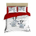 Lenjerie de pat dubla Xmas-440, Pearl Home, 3 piese, amestec bumbac, multicolor, Pearl Home