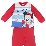Pijama bebe bumbac, maneca lunga, Mickey Mouse, rosie, Disney