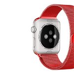 Curea Apple Watch, Milanese Loop, Compatibila cu Apple Watch 1/2/3/4, 42mm, Rosu, REDMobile
