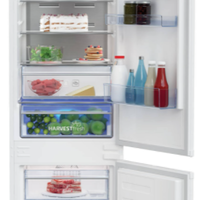 Combina frigorifica incorporabila Beko BCNA306E4SN, 284 l, Neofrost DualCooling, HarvestFresh, Raft sticle, Display touch control, Clasa E, H 193.5 cm, Alb