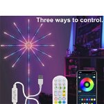 Bandă luminoasă inteligentă cu LED-uri Artificii Telecomandă Lampă Bluetooth Acasă Interior Dormitor Petrecere Bar Decor 2023 Lumini de Crăciun,engross, 
