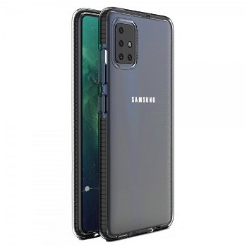 Husa Spate Upzz Spring Samsung Galaxy A51, Silicon 1mm ,rezistenta La Socuri ,transparenta Cu Margine Neagra