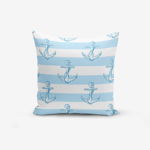 Față de pernă cu amestec din bumbac Minimalist Cushion Covers Blue White See Concept, 45 x 45 cm