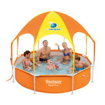 Piscina cu cadru metalic Bestway, supraterana, rotunda, cu sistem de dus, include pavilion, 243 x 50 cm