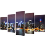 Set tablouri imprimate pe pânză, New York Skyline, 200x100 cm, vidaXL