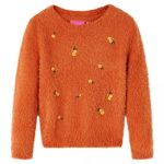 Pulover pentru copii tricotat, portocaliu ars, 104, Casa Practica