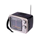 Radio Portabil FM/AM/SW 1-6, Bluetooth, Port USB/TF/AUX, Antena Telescopica, Scala Iluminata, Retro TV Box, Argintiu