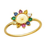 Inel din argint placat cu aur galben 18K Floare multicolora DiAmanti DIA40168, 