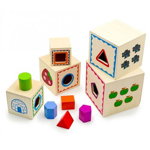 Turn Montessori din lemn 5 cuburi cu cifre