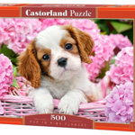 Puzzle Castorland, Pup in Pink Flowers, 500 piese