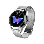 Ceas smartwatch Loomax 1.04 inch, OLED, ritm cardiac, pedometru, Bluetooth, autonomie 120 h, curea metal, Argintiu