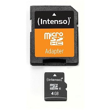 Micro SDHC 4GB Clasa 4 + Adaptor SD, Intenso