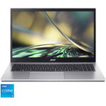 15.6'' Aspire 3 A315-59, FHD IPS, Procesor Intel Core i5-1235U (12M Cache, up to 4.40 GHz, with IPU), 16GB DDR4, 512GB SSD, Intel Iris Xe, No OS, Pure Silver, Acer