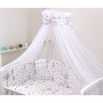 Baldachin din tul, Funda din bumbac, imprimeu lenjerie Circ Blue, Amy 300x160 cm, Suport de prindere inclus, 153h cm, AMY
