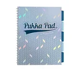 Set 3 caiete cu spirala si separatoare Pukka Pad Project Book Glee 200 pagini dictando A4, albastru deschis
