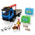 Camion Dickie Toys Playlife Iveco Recycling Container Set cu figurina si accesorii, 
