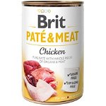 Hrană umedă BRIT pentru câini, cu bucati de carne si pate, cu pui 800g, Brit