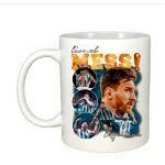Cana personalizata cu imprimeu Lionel Messi Argentina, Ceramica, 330 ml, Maner si interior Alb, 
