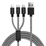 Cablu incarcare K3, 3in1 (Micro-USB, USB-C, Lightning), Aluminiu, 2.4A, 1,25M, Silver, NYTRO