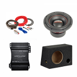 Pachet Subwoofer auto Audiosystem ASY-10 500W + Amplificator Apocalypse AAP 550.1D + Kit de cabluri complet, Audiosystem
