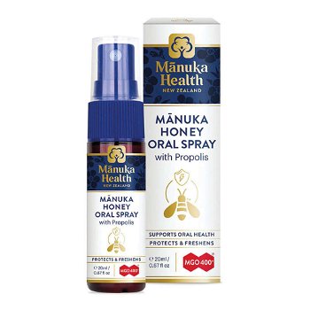 Spray oral cu Miere de Manuka naturala MGO™ 400+ si Propolis BIO30™, 20 ml, Manuka Health