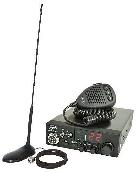 Kit Statie radio CB PNI ESCORT HP 8024, ASQ, 12/24V + Antena CB PNI Extra 45 cu magnet