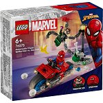 LEGO Marvel: Urmarire pe motocicleta Omul paianjan 76275, 6 ani+, 77 piese