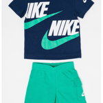 Nike, Set de tricou si pantaloni scurti cargo -2 piese, Verde/Bleumarin