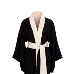 Kimono Luxury din Satin, Superior Quality Satin, Midnight Black, 