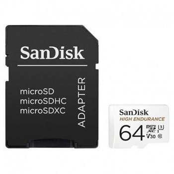 Sandisk Card de memorie Sandisk High Endurance Video microSDHC, 64GB, Clasa 10, U3, Adaptor microSD, Sandisk