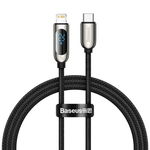 Cablu de Date / Incarcare Display Fast Charging Data Cable USB Type-C la Lighting iPhone 20W Braided 1M Negru, Baseus