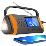 Aparat cu Radio FM/AM lanterna LED 1W jack 3.5mm Aux Player alarma sonora SOS PowerBank 4000mAh incarcare solara dinam baterii rezistent la apa waterproof IPX3 portocaliu, MEDING