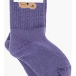 Palm Angels Ribbed Long Socks With Teddy Embroidery Violet