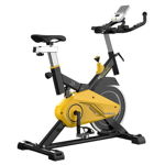 Bicicleta fitness pentru spinning, PROGRESSIVE SX2000SE, Greutate maxima utilizator 120 kg, Bluetooth, Calcul calorii, timp, distanta, puls, Greutate sistem volanta 18 kg (Negru/Galben), Progressive