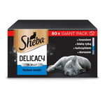 SHEBA Delicacy hrana umeda pentru pisici Arome de peste in jeleu 80 x 85g somon, peste alb, ton si cod, SHEBA