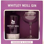 Pachet Gin Whitley Neill Rhubarb Ginger, 0.7L + 1 pahar