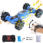 Masinuta de jucarie pentru copii controlabila prin gesturi si telecomanda, cu efecte de muzica si lumini, albastra, RS275