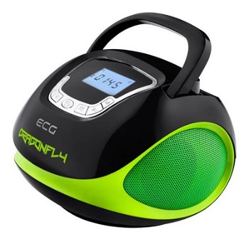 Radio multimedia ECG R 500 U Dragonfly, 2 x 3W, USB, SD, FM, ceas cu alarma, verde cu negru