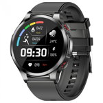 Smartwatch iSEN Watch W11, Negru cu bratara neagra de silicon, Monitorizare functii vitale, HD 1.32", Bt v5.1, IP67, 230 mAh